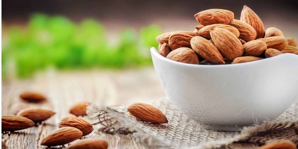 Close-up of an almond, a common nut