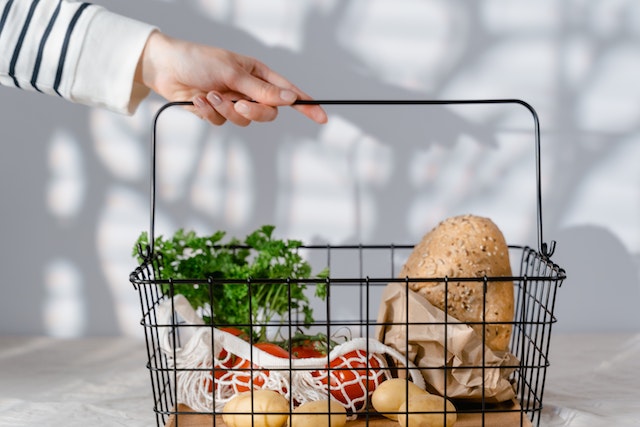 fruits and vegetables in a basket